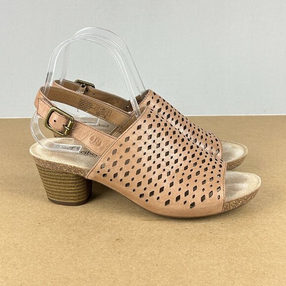 Josef Seibel Rose 27 Slingback Leather Heeled Sandals Womens 7/7.5 EU 38 Tan - Picture 3 of 11